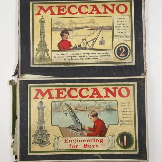 Vintage Pre-War Meccano 1 and 2 sets