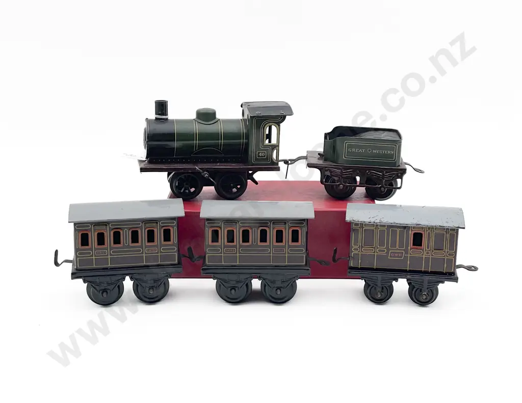 C1930 Bing Made in Germany Tinplate Clockwork Locomotive and Tender Image 1++