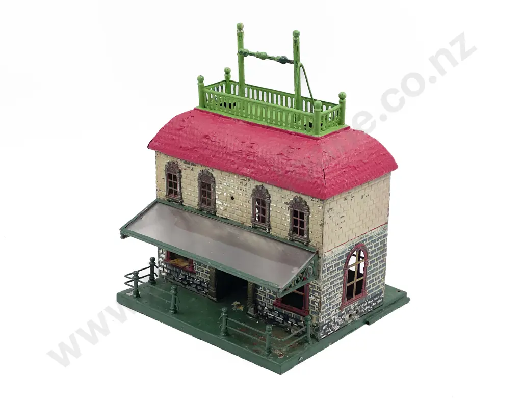 Early C20th Unmarked Bing Embossed Tinplate Railway Station Image 1++