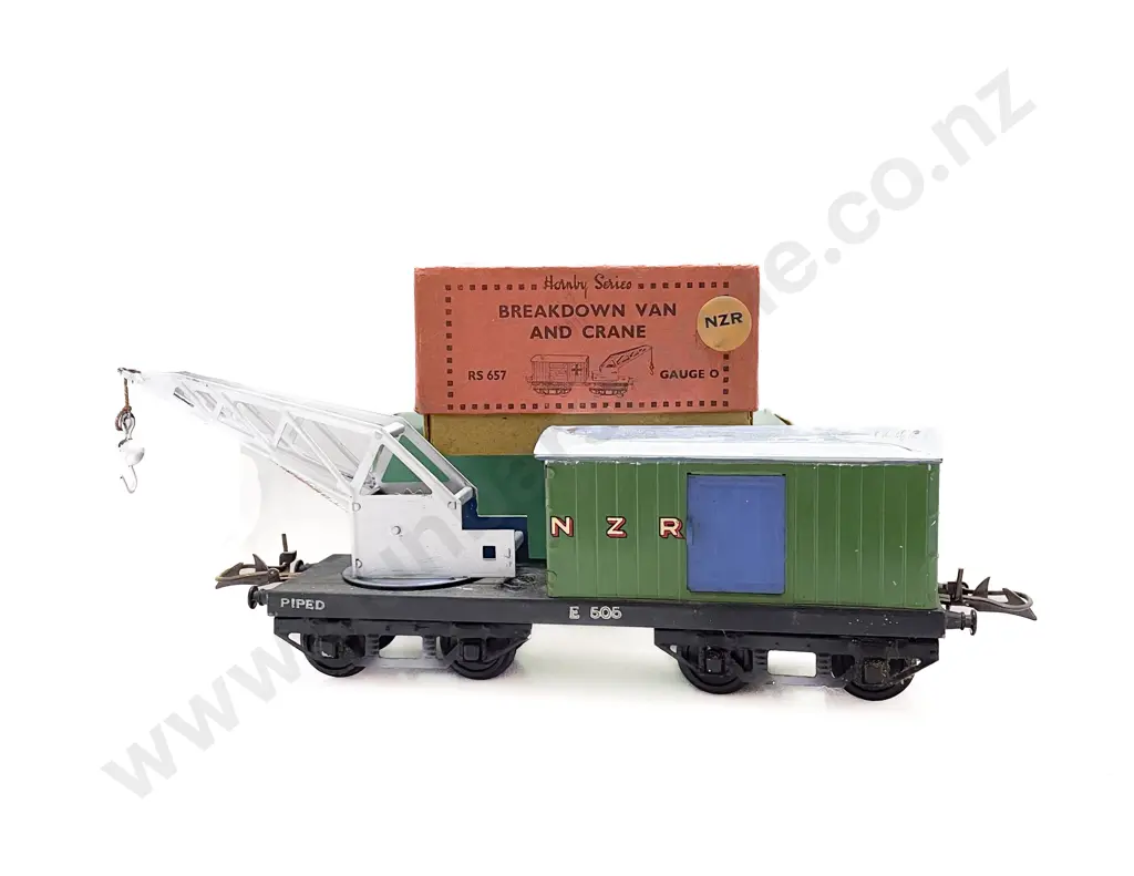 Hornby O Gauge Original Boxed Breakdown Van and Cane NZR NZR (painted crane & roof) Image 1++