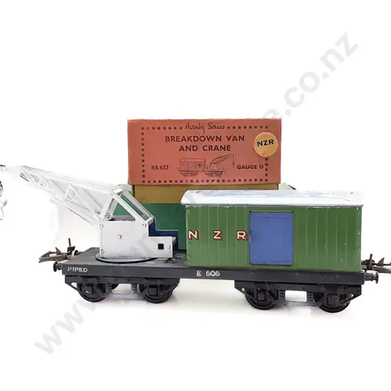Hornby O Gauge Original Boxed Breakdown Van and Cane NZR NZR (painted crane & roof)