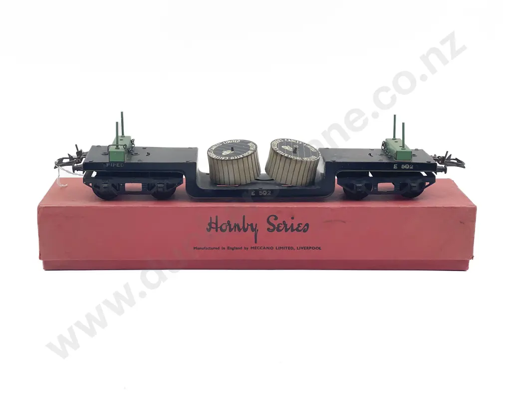 Hornby O Gauge Boxed Trolley Wagon with Two Drum Cables Image 1++