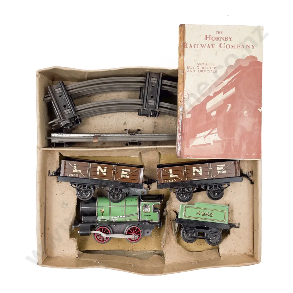 Hornby O Gauge Clockwork Boxed Locomotive & Tender and Two Rolling Stock Image 1++