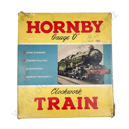 Hornby O Gauge Clockwork Boxed Locomotive & Tender and Two Rolling Stock