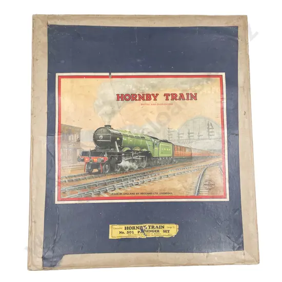 Hornby O Gauge Clockwork Boxed LMS Locomotive & Tender and Three Carriages