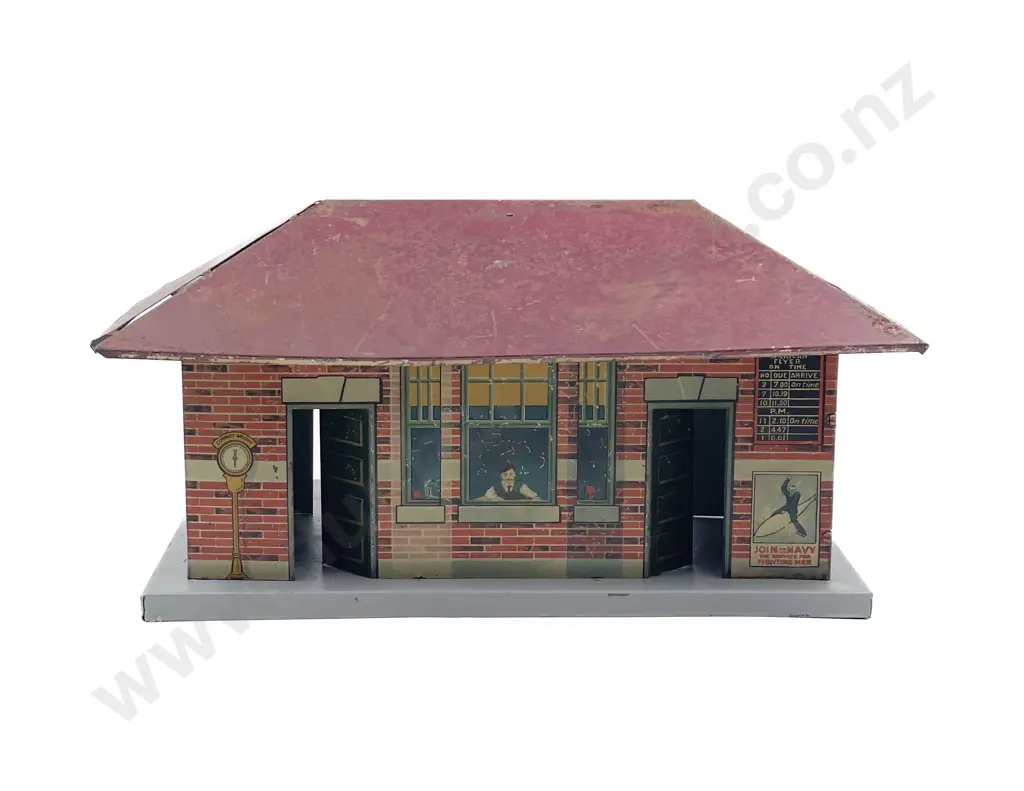 O Gauge Made in USA Pre-War Printed Tinplate Station Image 1++