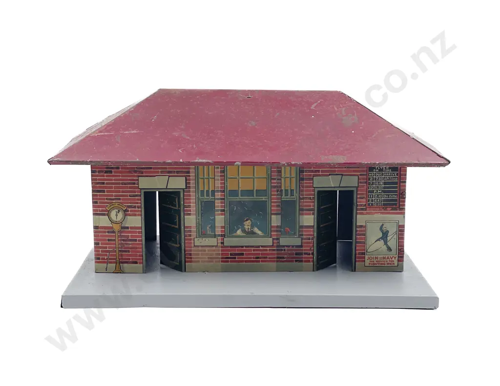 O Gauge Made in USA Pre-War Printed Tinplate Station Image 1++