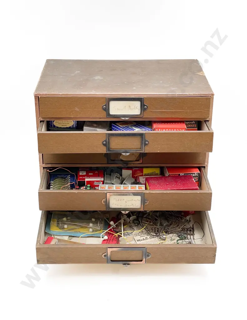 Vintage Desktop Filing Cabinet of HO Gauge Railway Accessories mainly lighting Image 1++