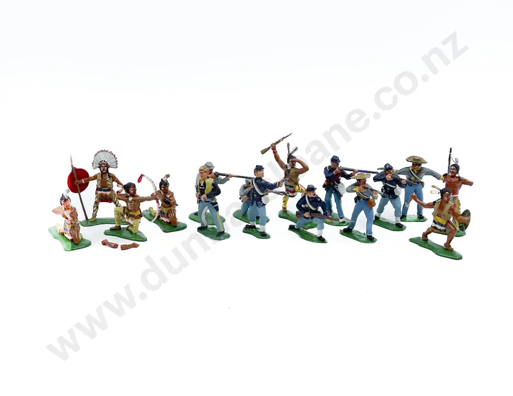Small Qty English Timpo Plastic American Indians and Army Soldiers (16) Image 1++