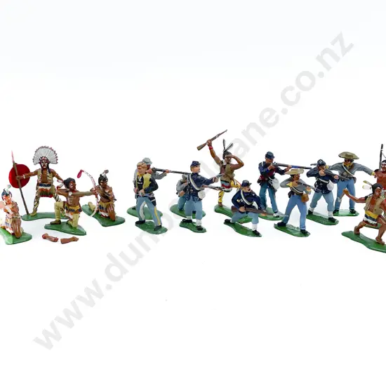 Small Qty English Timpo Plastic American Indians and Army Soldiers (16)