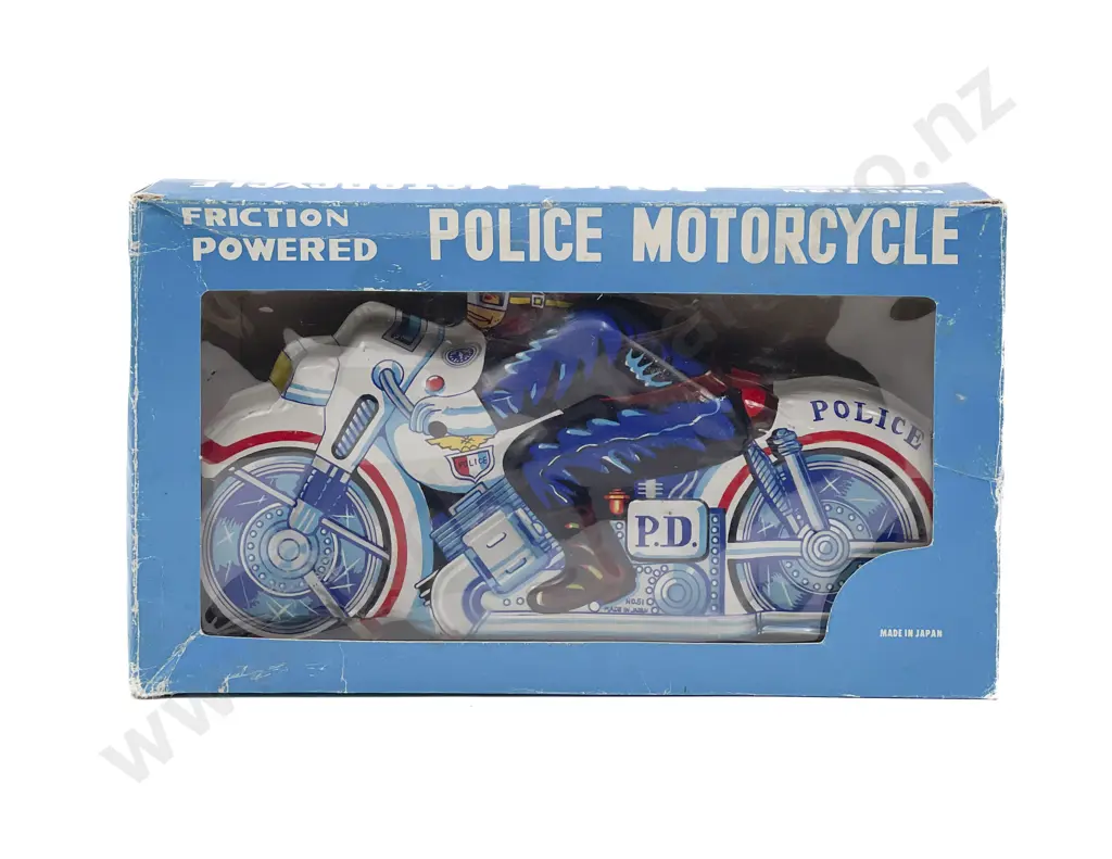 No 51 Made in Japan Printed Tinplate Police Motorcycle Image 1++