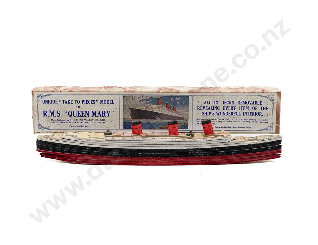Boxed Chad Valley Unique 'Take to Pieces' Model of RMS 'Queen Mary' Image 1++