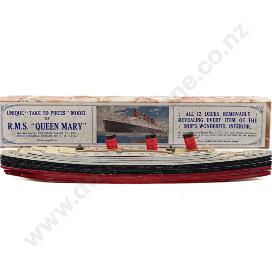 Boxed Chad Valley Unique 'Take to Pieces' Model of RMS 'Queen Mary'