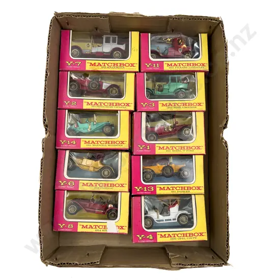 Ten Pink Surround Boxed Vintage Model Vehicles