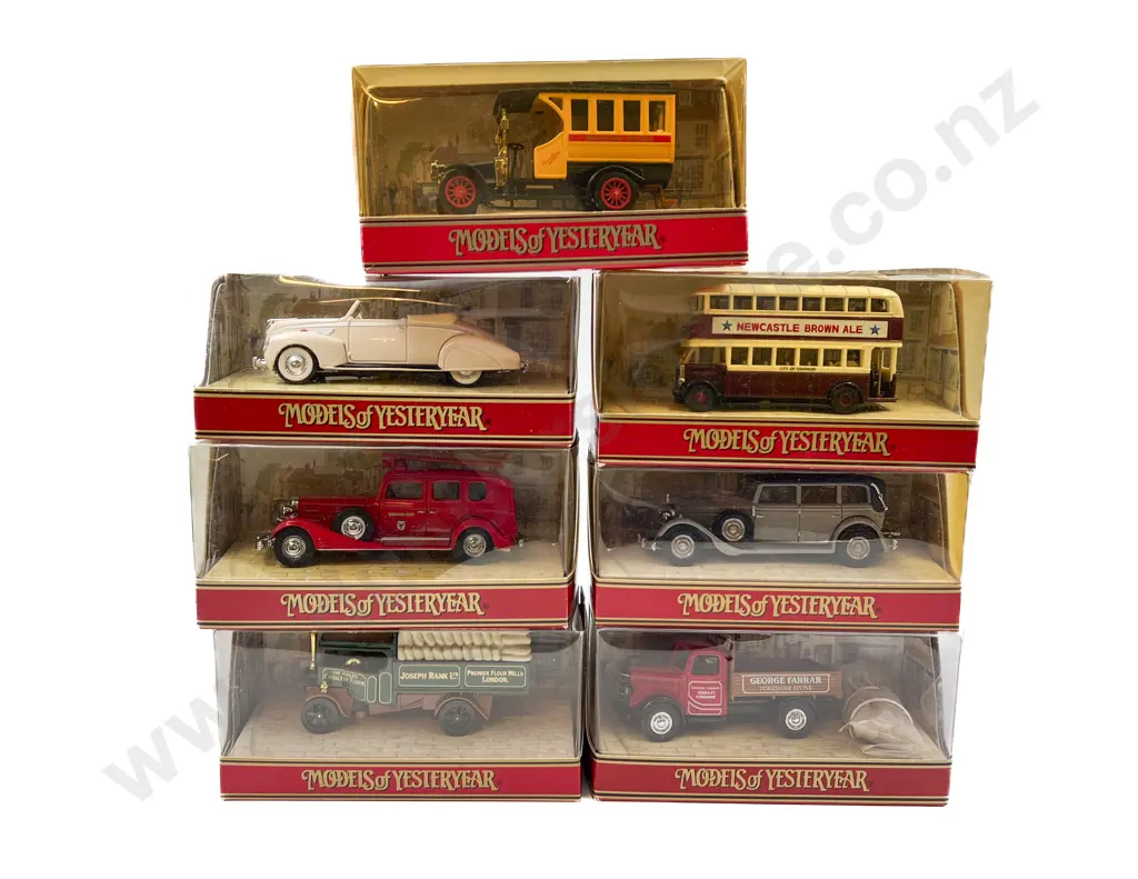 Seven Red Display Boxed Matchbox Models of Yesteryear Image 1++