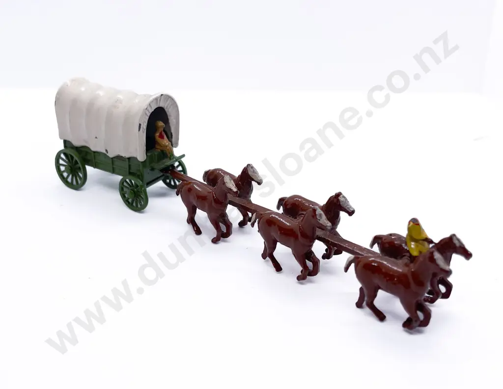 Lesney Matchbox Miniature Covered Wagon and Horse Team Image 1++