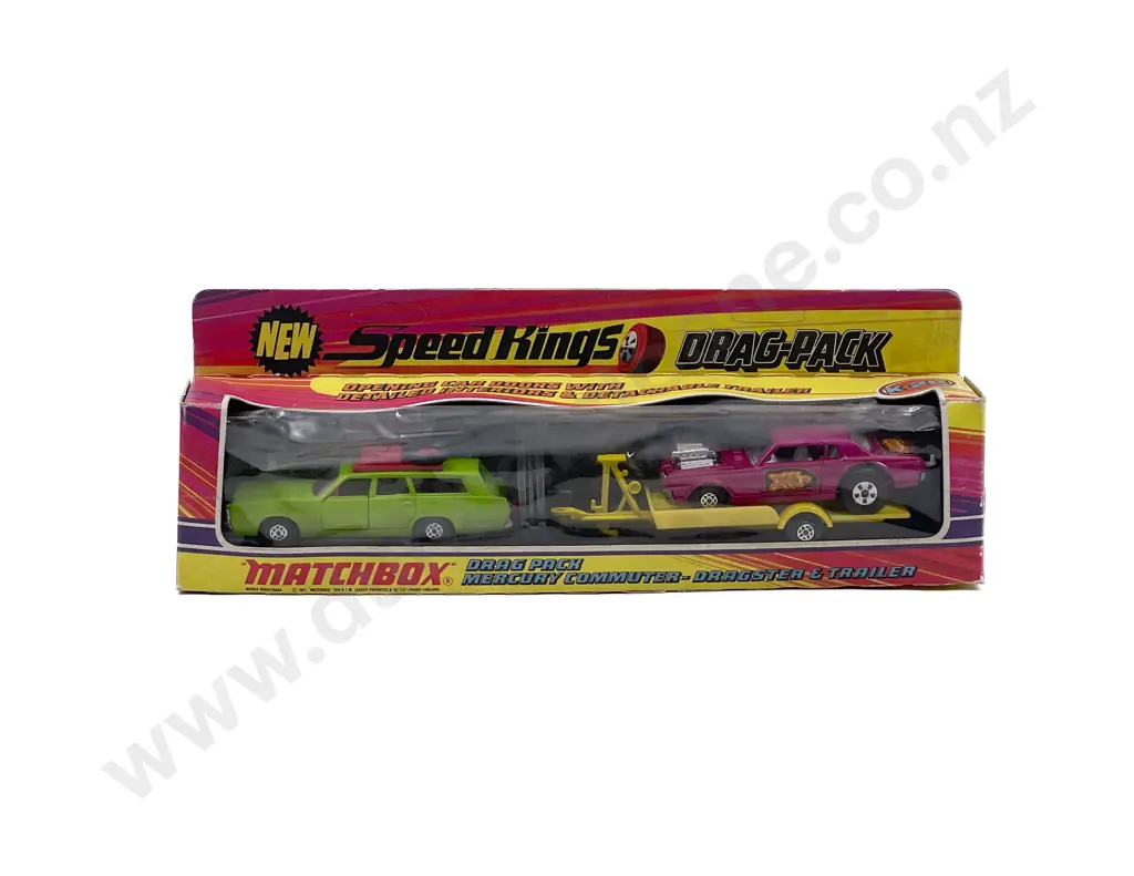 Matchbox Boxed Speed Kings Drag-Pack K-28 Mercury Commuter-Dragster & Trailer Image 1++