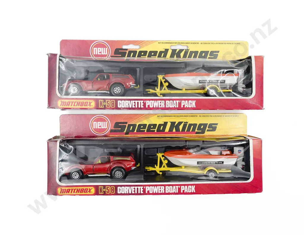 Matchbox Boxed Speed Kings K-58 x2 Corvette 'Power Boat' Pack Image 1++