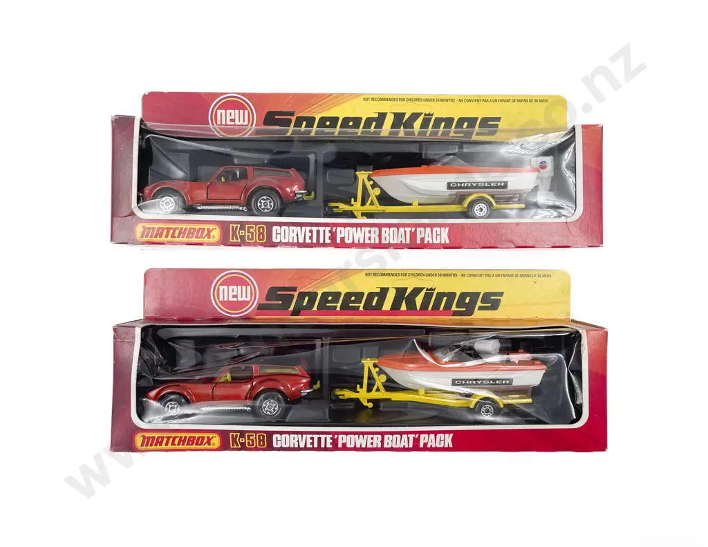 Matchbox Boxed Speed Kings K-58 x2 Corvette 'Power Boat' Pack Image 1++