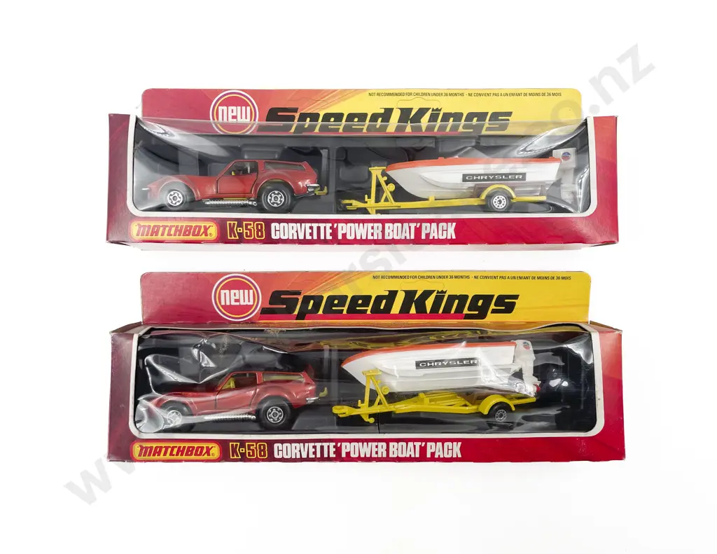 Matchbox Boxed Speed Kings K-58 x2 Corvette 'Power Boat' Pack Image 1++