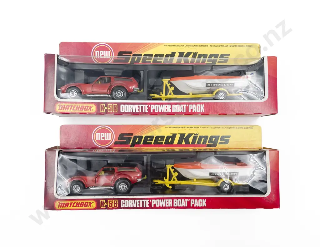 Matchbox Boxed Speed Kings K-58 x2 Corvette 'Power Boat' Pack Image 1++