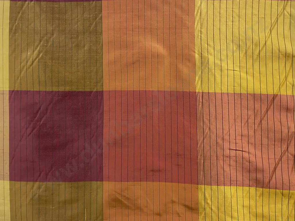 Large Check Silk with Running Stripe Image 1++