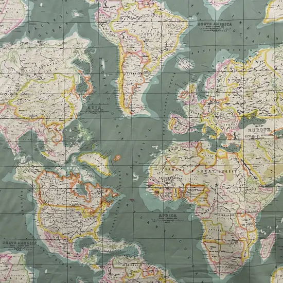 World Map Fabric
