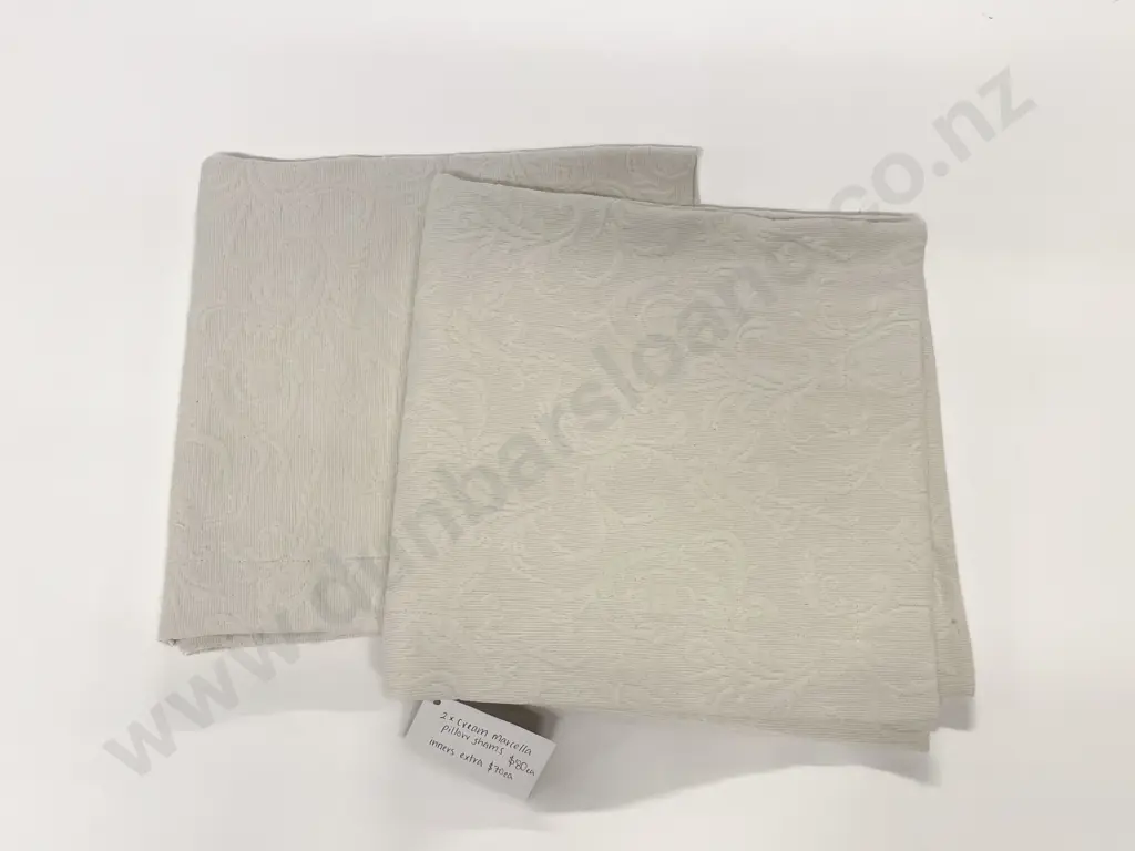 Pair Euro Cushion Covers "Cream Marcella" Image 1++