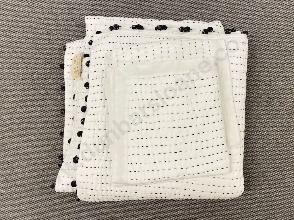 Seneca Stitch Cotton Comforter Set with Two Euro Pillow Covers Image 1++