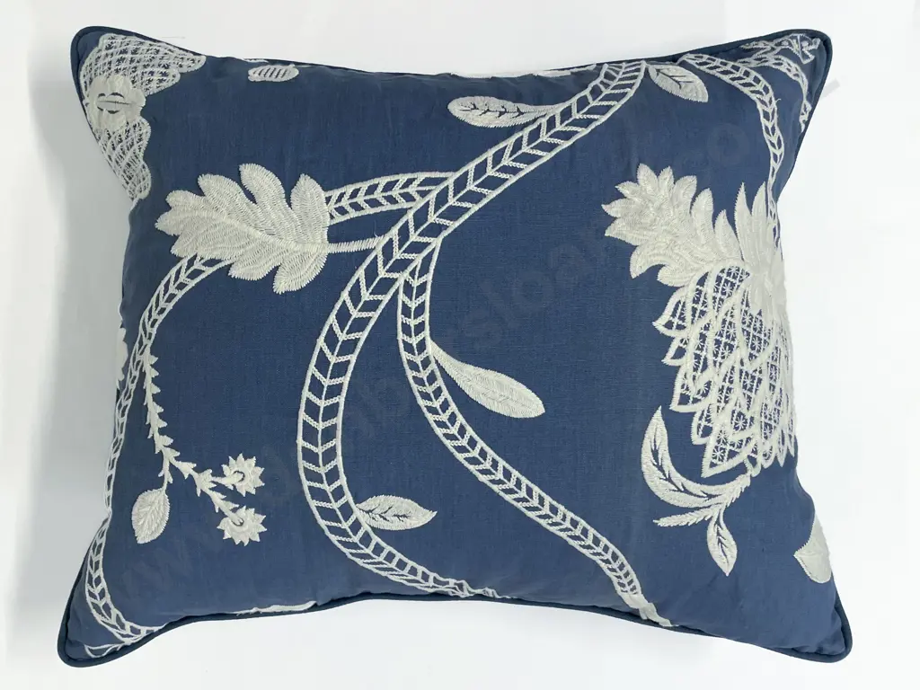 Osborne & Little Wedgwood Linen Embroidered Cushion Image 1++