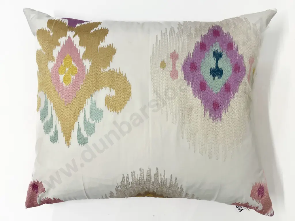 Silk Ikat Embroidered Cushion Image 1++