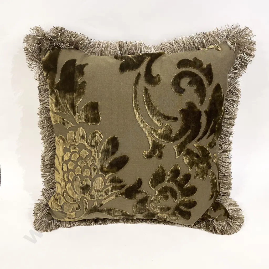 Bronze Floral Velvet Cushion Image 1++