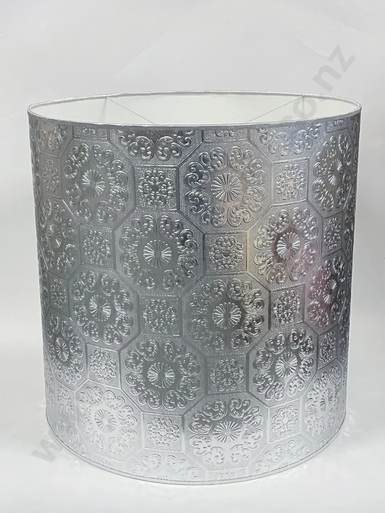 Embossed Silver Lampshade Image 1++