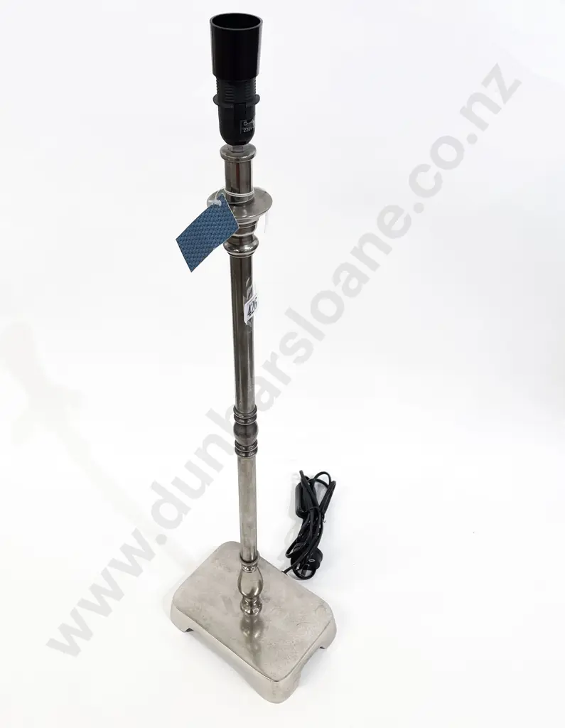 Silvered Metal Column Lamp Base Image 1++