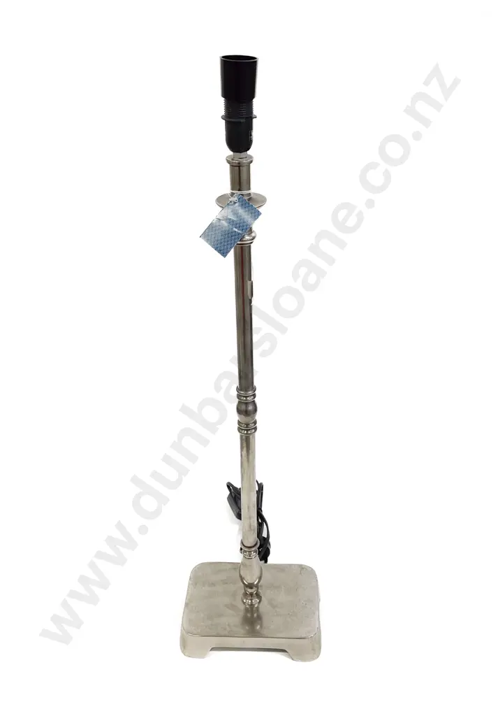 Silvered Metal Column Lamp Base Image 1++