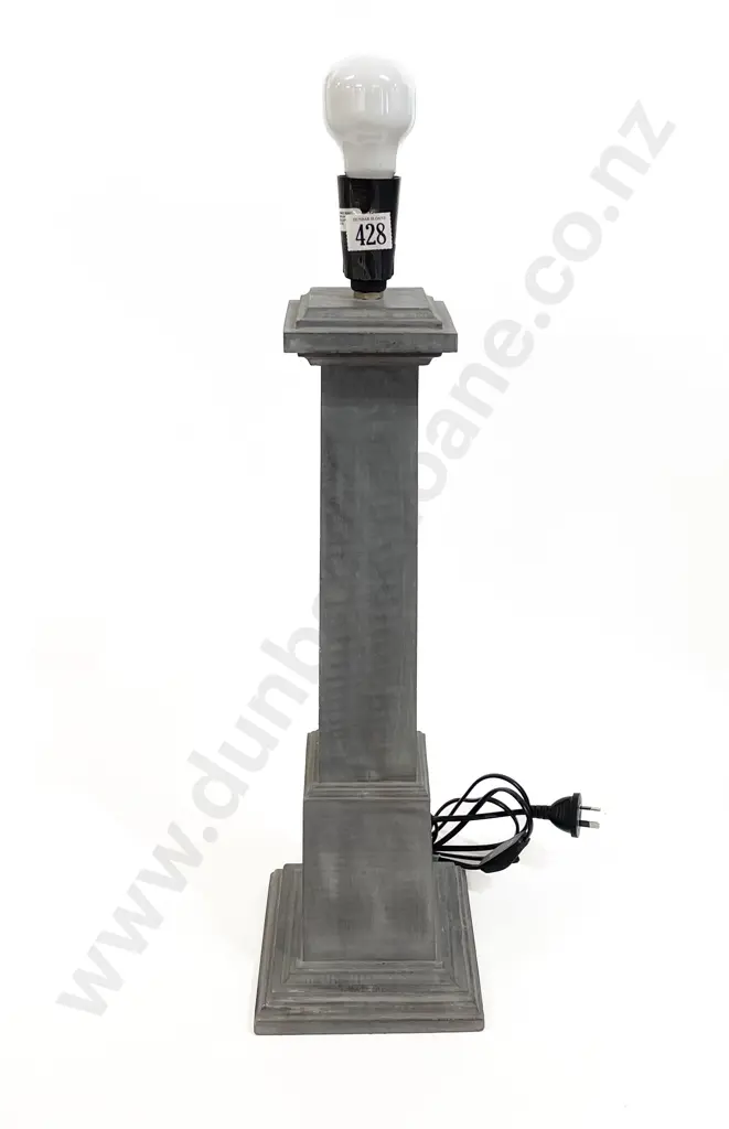 Grey Painted Composition Column Lamp Base Image 1++