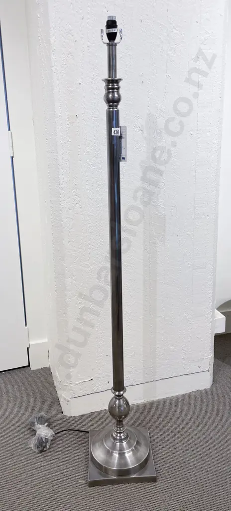 Silvered Metal Column Standard Lamp Image 1++