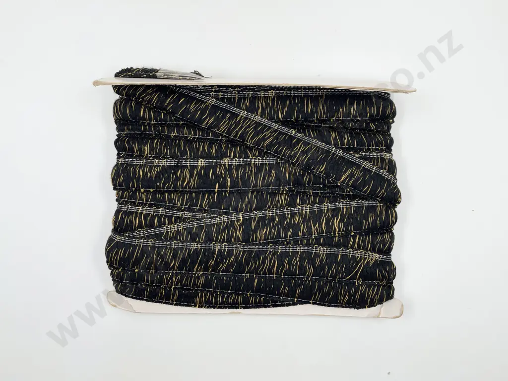 Remainder Length Black & Gold Brushed Cotton Fringing Image 1++