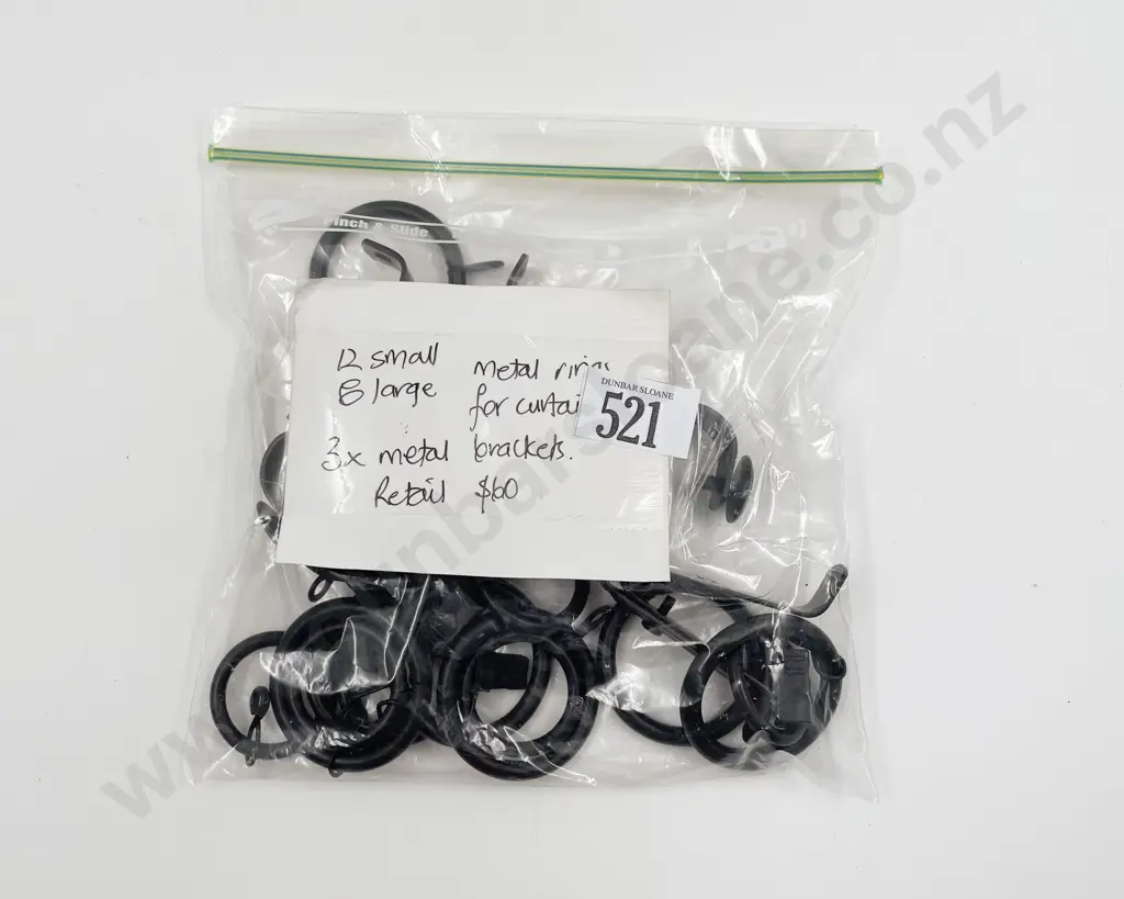 Small and Medium Black Metal Curtain Rings Image 1++