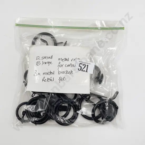 Small and Medium Black Metal Curtain Rings
