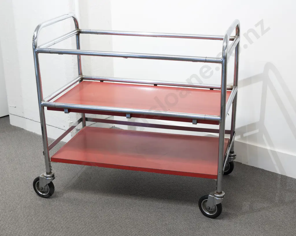 C1950's Chrome and Red Formica Tea Trolley Image 1++