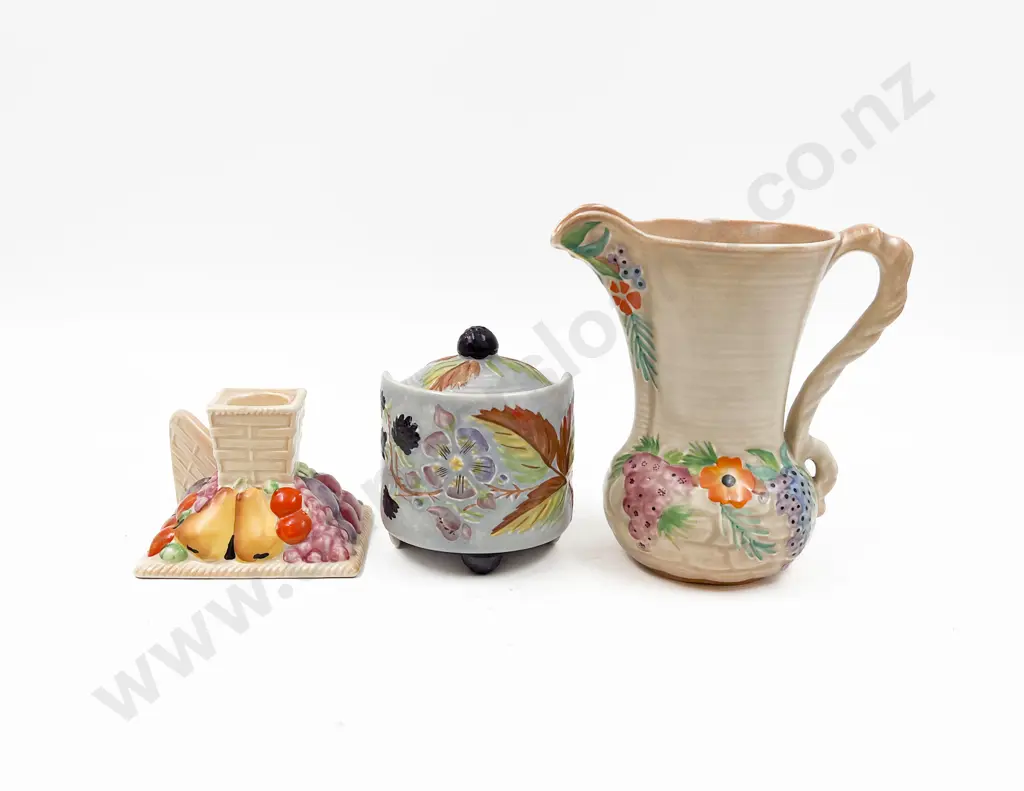 Carleton Ware Jug with Lidded Pot and Candlestick Holder Image 1++