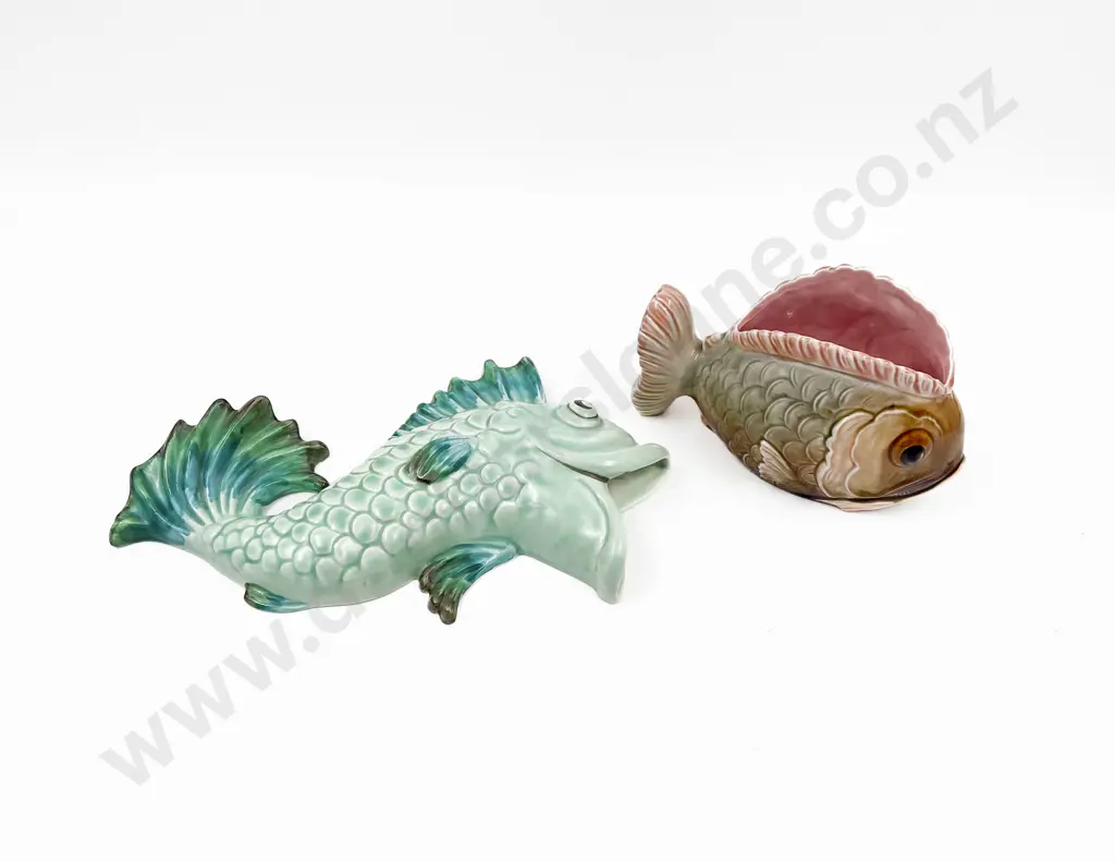 Clarice Cliff Wall Pocket (Hairline Crack) Together with Fish Form Vase Image 1++