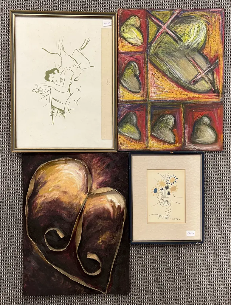 Four Assorted Artworks Including Framed Picasso Print Image 1++