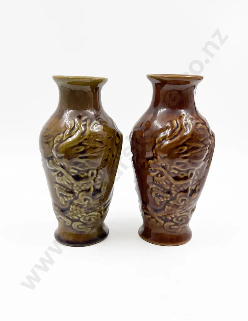 Pair of Relief Moulded Bird Decorated Vases Image 1++