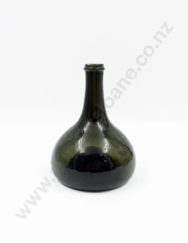 Vintage Green Glass Squat Bottle Image 1++