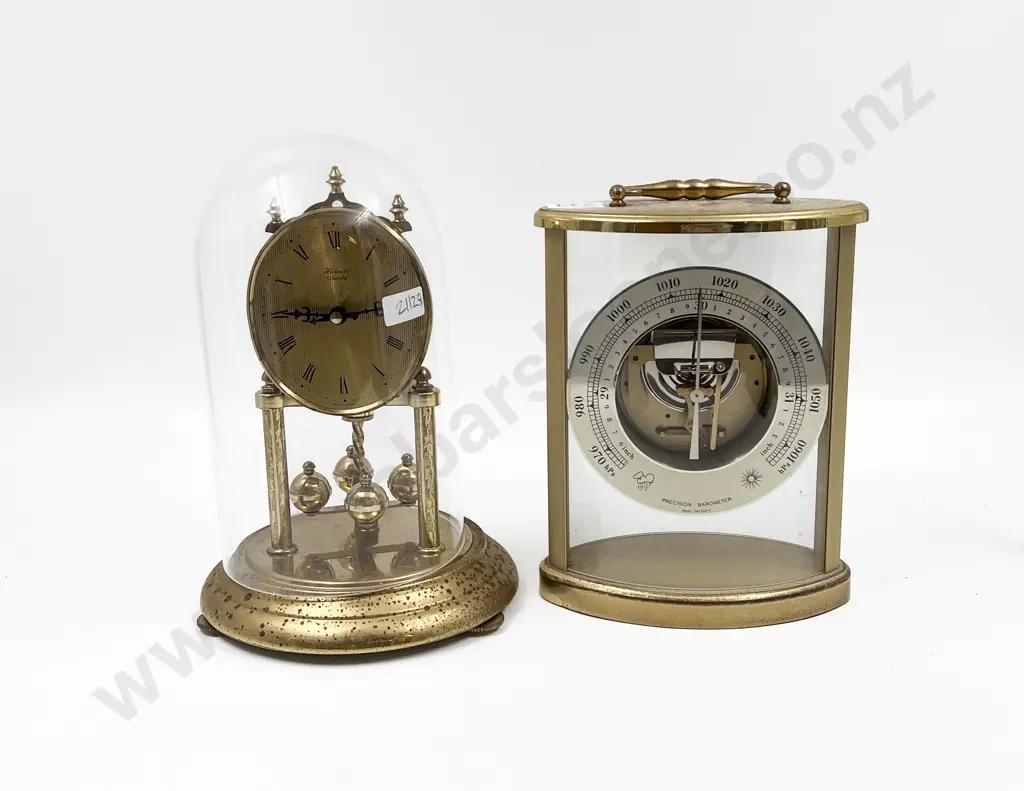 Dome Cased Clock Together with Barometer Image 1++