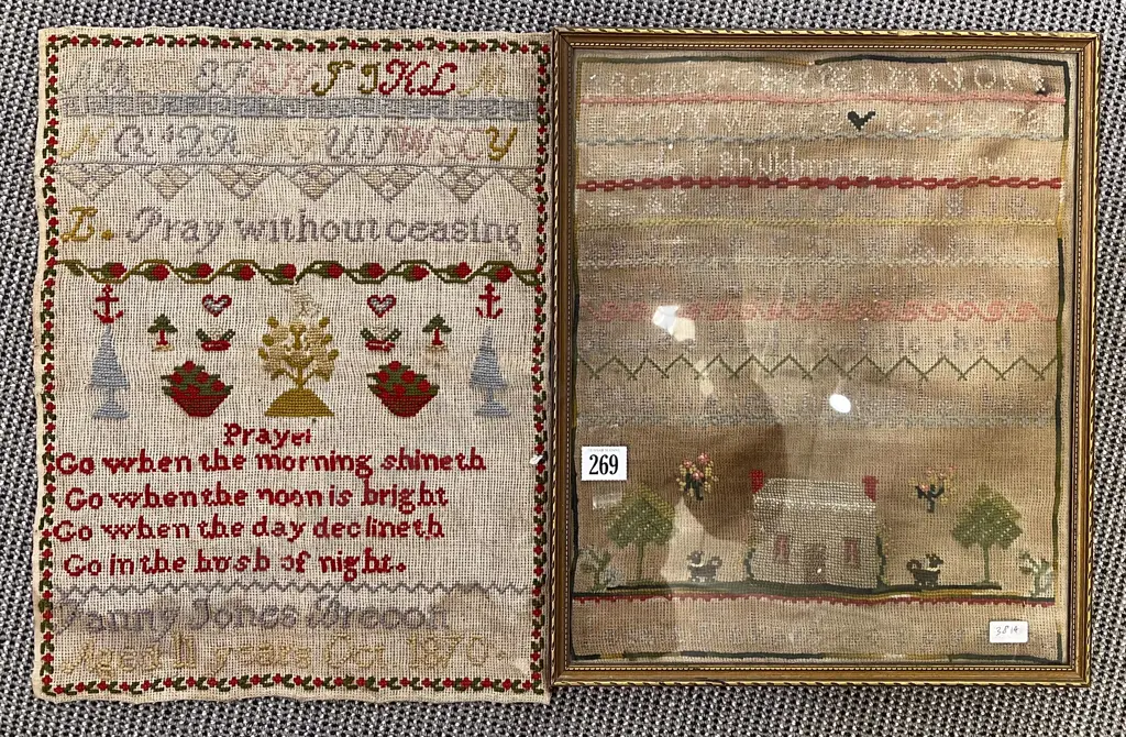 Framed Antique Embroidery Together with Loose Image 1++