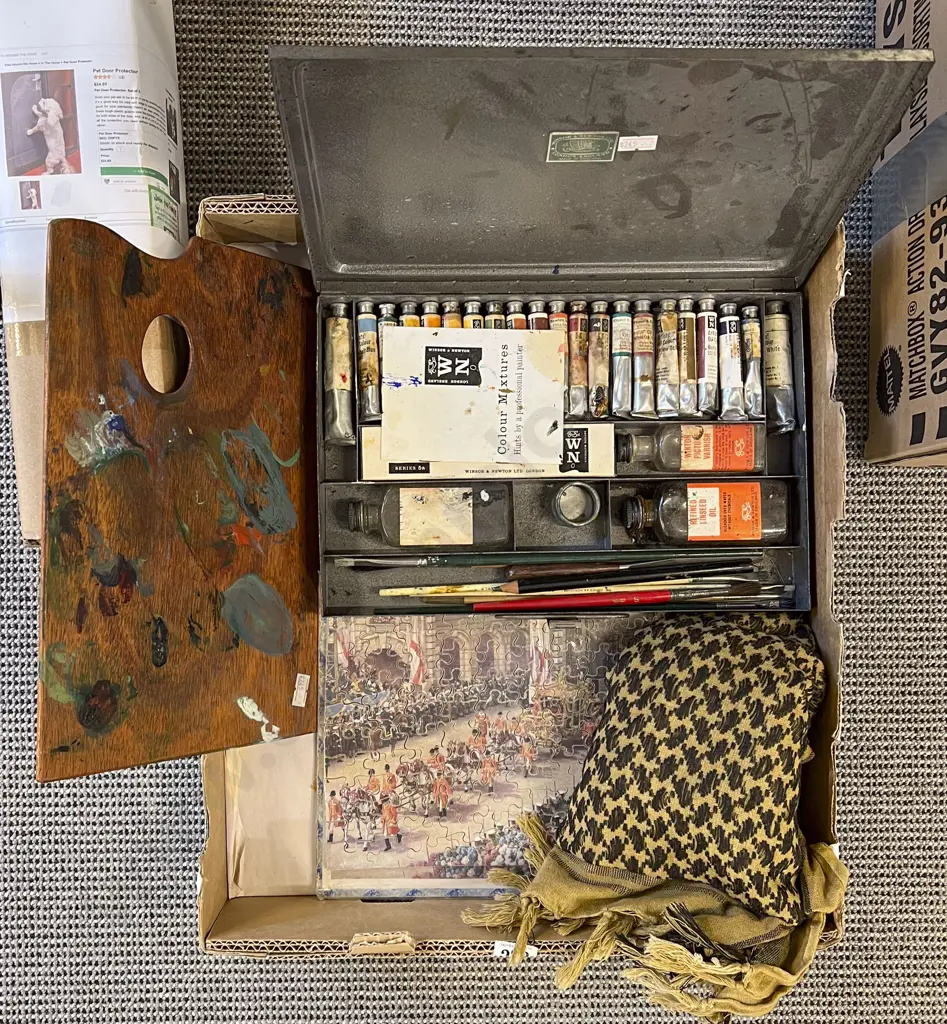 Small Box of Assorted Vintage Art Supplies etc Image 1++