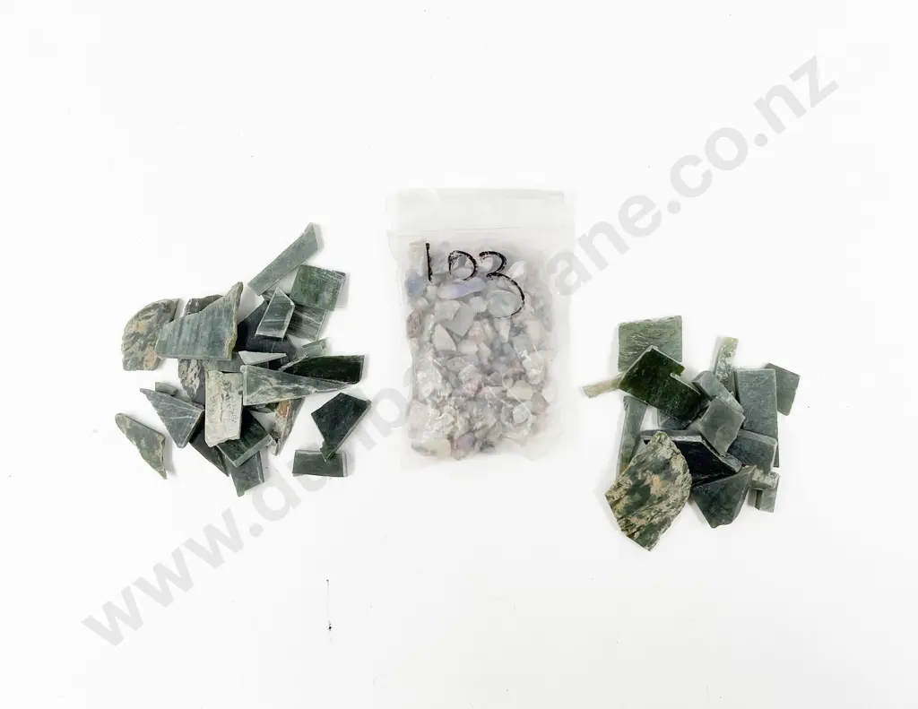 Three Small Bags of Assorted Mineral Samples Including Opal and Greenstone Image 1++